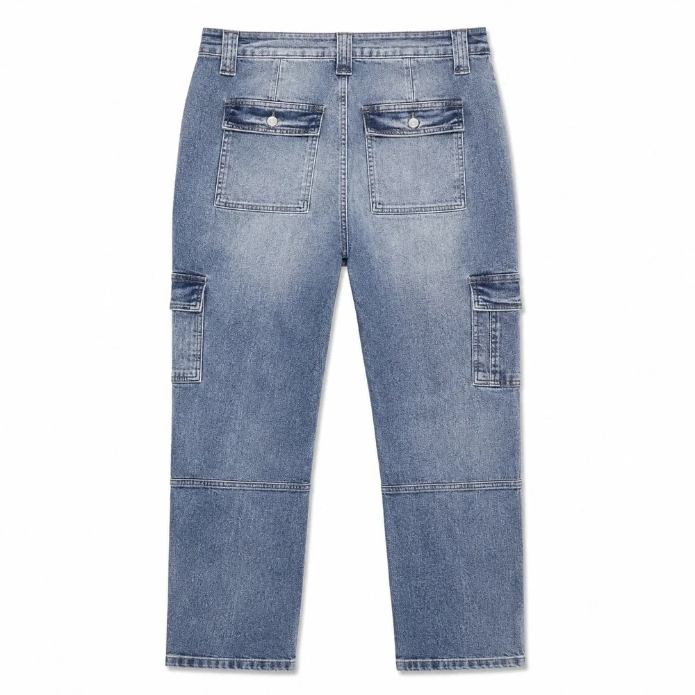 KanCan Cargo Jeans Womens 9/28 Blue Excellent Utility Straight Leg KC7843D